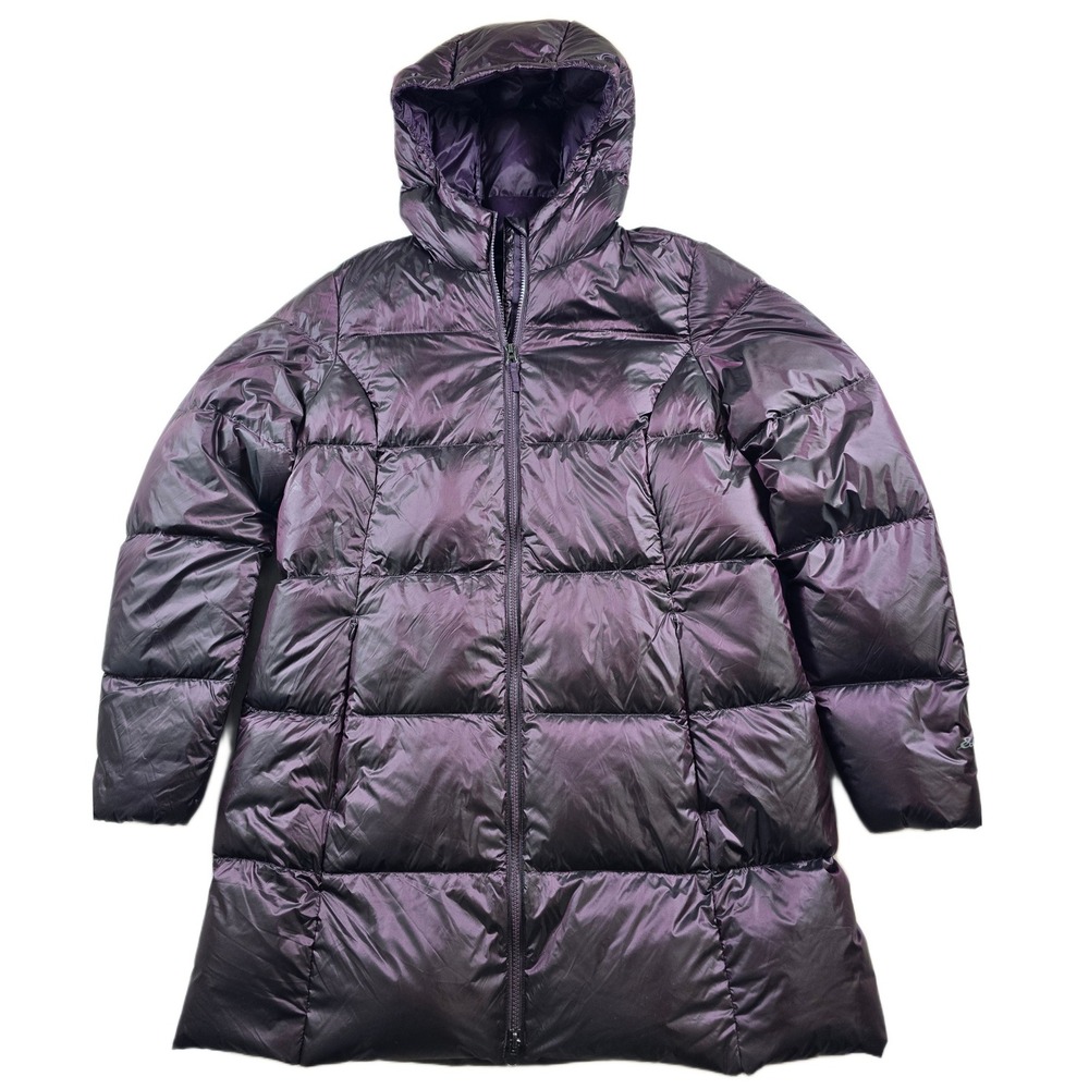 Eddie Bauer Down Parka Womens XL Purple Nylon Puffer Luna Peak EB550 Hooded